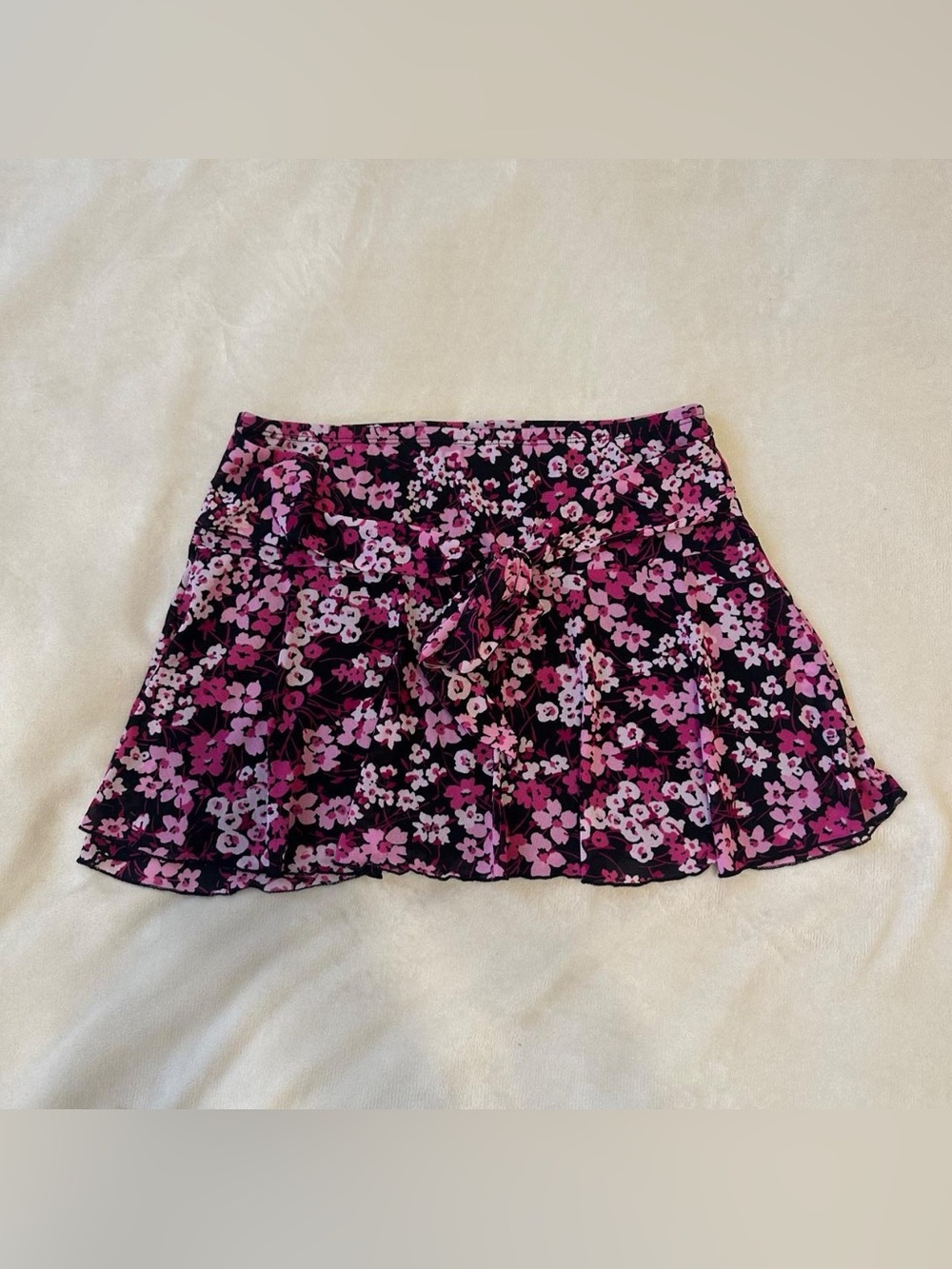 Judy Knapp Pink & Black Floral Mini Skirt